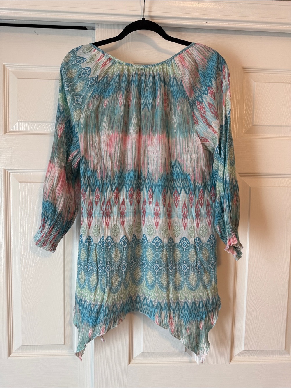 Spense Geometric Printed Tunic in Blue & Pink Like New